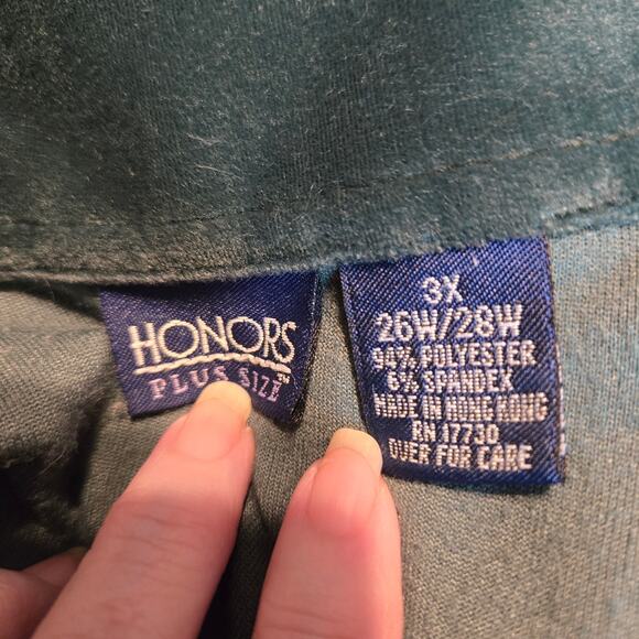 Honors 3X Green Velour Women's Soft Top Shirt Long Sleeves Plus 3XL XXXL 26W 28W - Picture 3 of 5